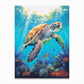 Sea Turtle Exploring The Ocean 4 Canvas Print