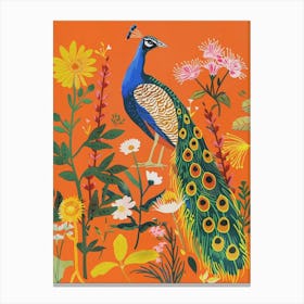 Spring Birds Peacock 4 Canvas Print