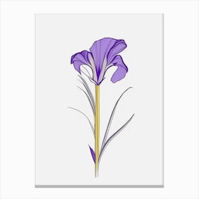 Iris Floral Minimal Line Drawing 3 Flower Canvas Print
