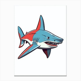A Great Hammerhead Shark In A Vintage Cartoon Style 2 Canvas Print