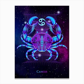Cancer Zodiac Sign — Zodiac neon signs Canvas Print
