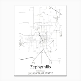 Zephyrhills,United States Minimalist Map Lienzo