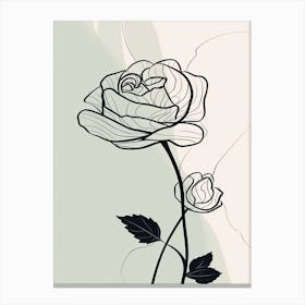 Line Art Roses Flowers Illustration Neutral 4 Canvas Print