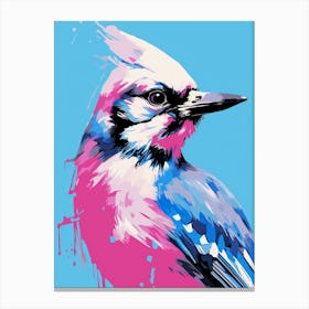 Andy Warhol Style Bird Blue Jay 4 Canvas Print