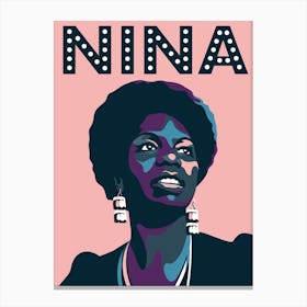 Nina Simone Jazz Icon Pink Canvas Print