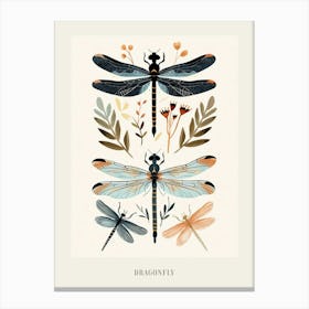 Colourful Insect Illustration Dragonfly 4 Poster Canvas Print