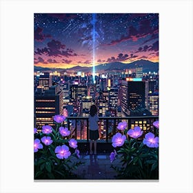 Anime City At Night aesthetic 1 Canvas Print