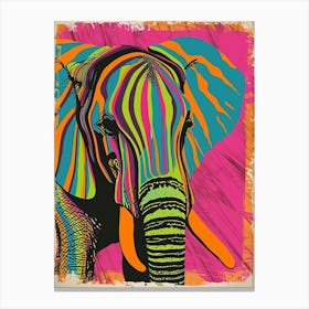 Rainbow Stripe Elephant Canvas Print
