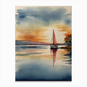 Sailboat At Sunset Canvas Print