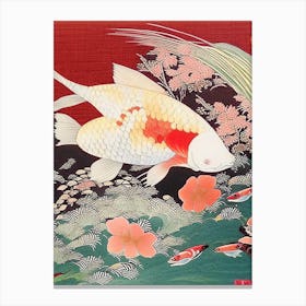 Hikari Moyomono 1, Koi Fish Ukiyo E Style Japanese Canvas Print
