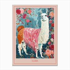 Floral Animal Painting Llama 3 Poster Canvas Print