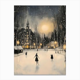 Ice Skating At Night 1 Canvas Print