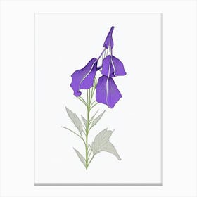 Canterbury Bell Floral Minimal Line Drawing 1 Flower Canvas Print