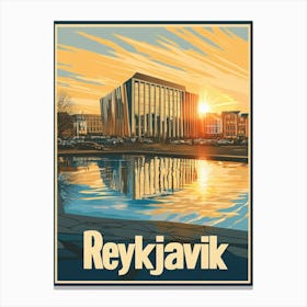 Aihrgdesign A Mid Century Modern Travel Poster For Reykjavik 5 Canvas Print