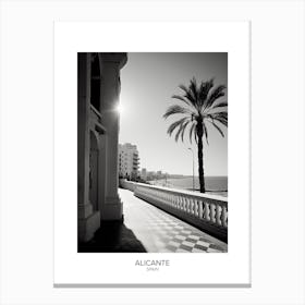 Poster Of Alicante, Spain, Black And White Analogue Photography 4 Canvas Print