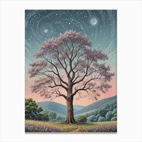 Tree Under A Starry Sky 1 Canvas Print