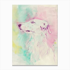Borzoi Dog Pastel Line Watercolour Illustration  1 Canvas Print