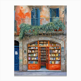 Barcelona Book Nook Bookshop 3 Canvas Print