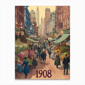 Aihrgdesign A Retro Poster Of A Bustling 1908 City Market Fea B9c9d0a2 7a7b 4808 B438 8aeca6fbe1c5 0 Canvas Print