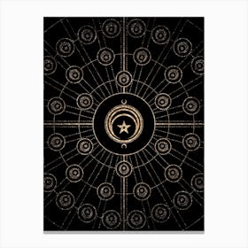 Geometric Glyph Radial Array in Glitter Gold on Black n.0354 Canvas Print