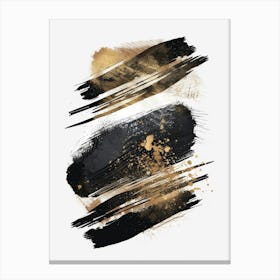 Gold And Black Brush Strokes 52 Canvas Print