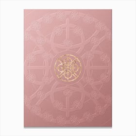 Geometric Gold Glyph on Circle Array in Pink Embossed Paper n.0090 Canvas Print