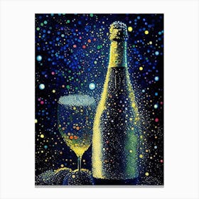 American Sparkling Wine Wine Pointillism Cocktail Poster Canvas Print