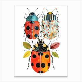 Colourful Insect Illustration Ladybug 30 Canvas Print