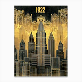 Aihrgdesign A Vintage Poster Showcasing Art Deco Architecture 6426e2db 5d5a 4c33 A1ec B3c0451833fc 1 Canvas Print