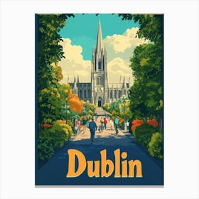 Aihrgdesign A Retro Travel Poster For Dublin 2 Canvas Print