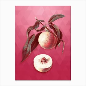 Vintage Peach Botanical in Gold on Viva Magenta n.0565 Canvas Print