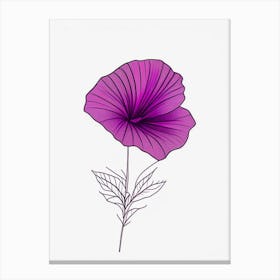 Petunia Floral Minimal Line Drawing 1 Flower Canvas Print