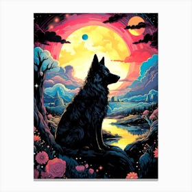 Wolf In The Moonlight 4 Canvas Print