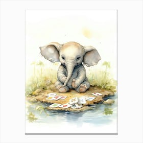 Elephant Painting Board Gaming Watercolour 3 Canvas Print