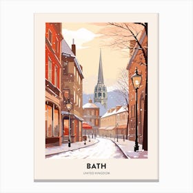 Vintage Winter Travel Poster Bath United Kingdom 4 Canvas Print