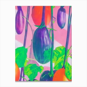 Eggplant Risograph Retro Poster vegetable Canvas Print