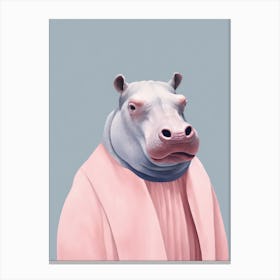 Playful Illustration Of Hippopotamus For Kids Room 1 Canvas Print