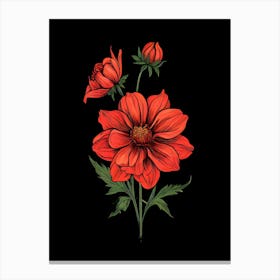 Red Dahlia Flower 1 Canvas Print