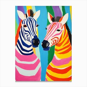 Colourful Kids Animal Art Zebra 3 Canvas Print