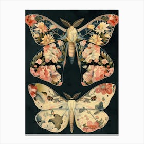 Night Butterflies William Morris Style 7 Canvas Print