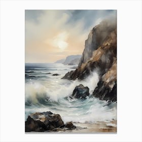 Vintage Coastal Seaside Painting (29) 1 Canvas Print