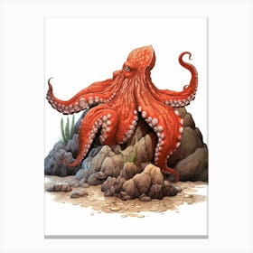 Giant Pacific Octopus Flat Illustration 6 Canvas Print