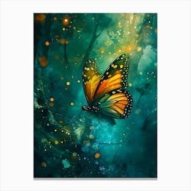 Butterfly In The Forest Inspired By William Morris Canvas Print