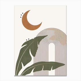 Bohemian Moon And Leaves Canvas Print