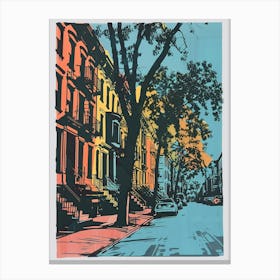 Greenpoint New York Colourful Silkscreen Illustration 1 Canvas Print
