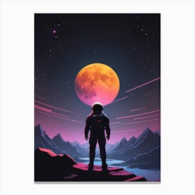Low Poly Astronaut Minimalist Sunset (46) Canvas Print