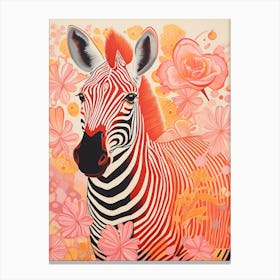 Floral Zebra Portrait Canvas Print