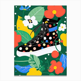 Field of flowers and sneakers Canvas Print