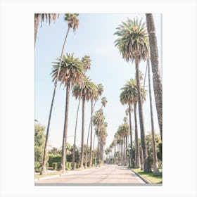 Los Angeles, USA I Under palm trees of Beverly Hills, celebrity villas with Californian architecture for minimalist retro vintage minimalist geometric composition photography in the light of sunset pastel aesthetic Canvas Print