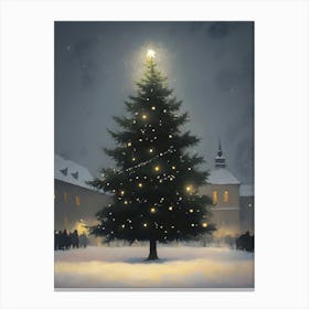 Christmas Tree In The Snow 9 Canvas Print